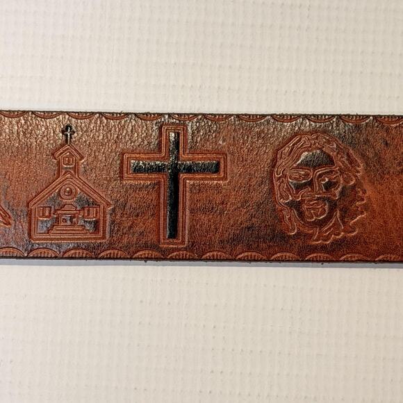 Dsquared2 Belt Mens Large Brown Leather Brass Buckle Made in Italy Embossed - Picture 10 of 11